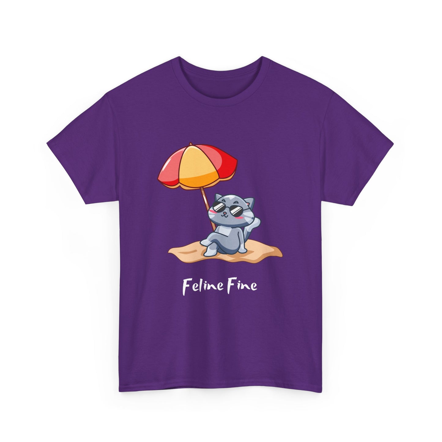 Feline Fine T-Shirt – Relaxed Cat on the Beach Tee