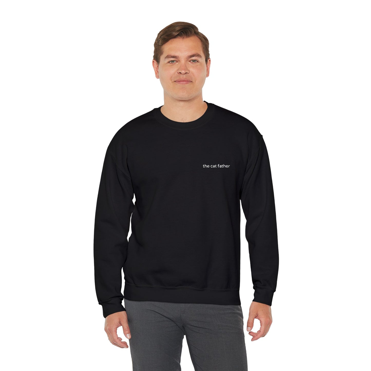 The Cat Father Sweatshirt – Embroidered Text Crew Neck