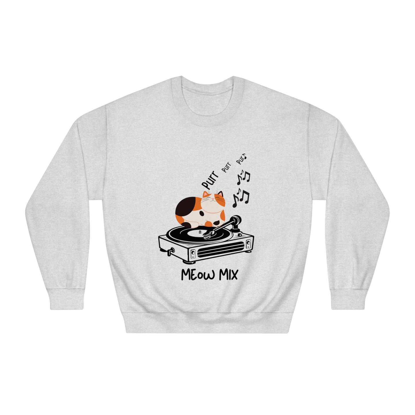 Meow Mix Sweatshirt – Cat on Record Player Crew Neck