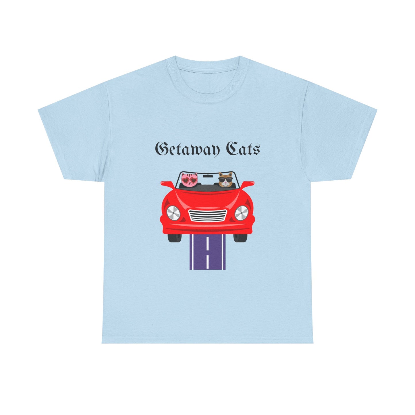 Getaway Cats T-Shirt – Convertible-Driving Feline Duo