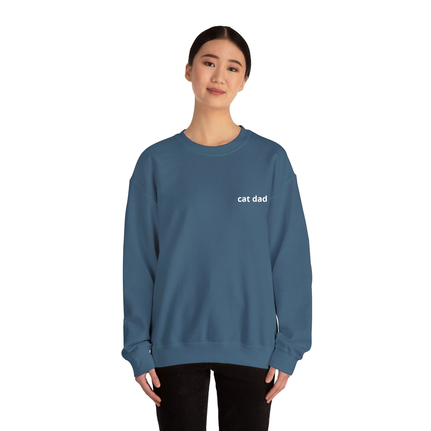Cat Dad Sweatshirt – Embroidered Text Crew Neck