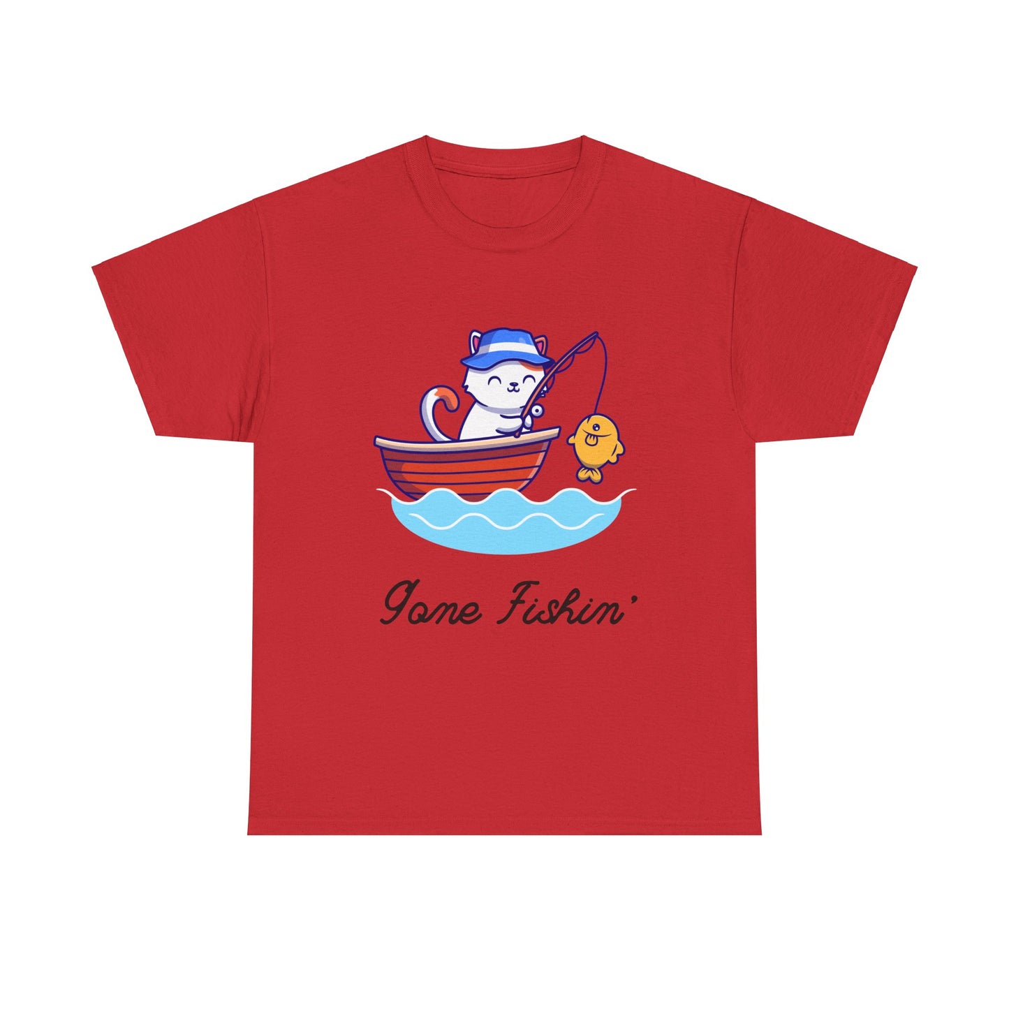 Gone Fishing Cat T-Shirt – Laid-Back Graphic Tee for Cat Lovers