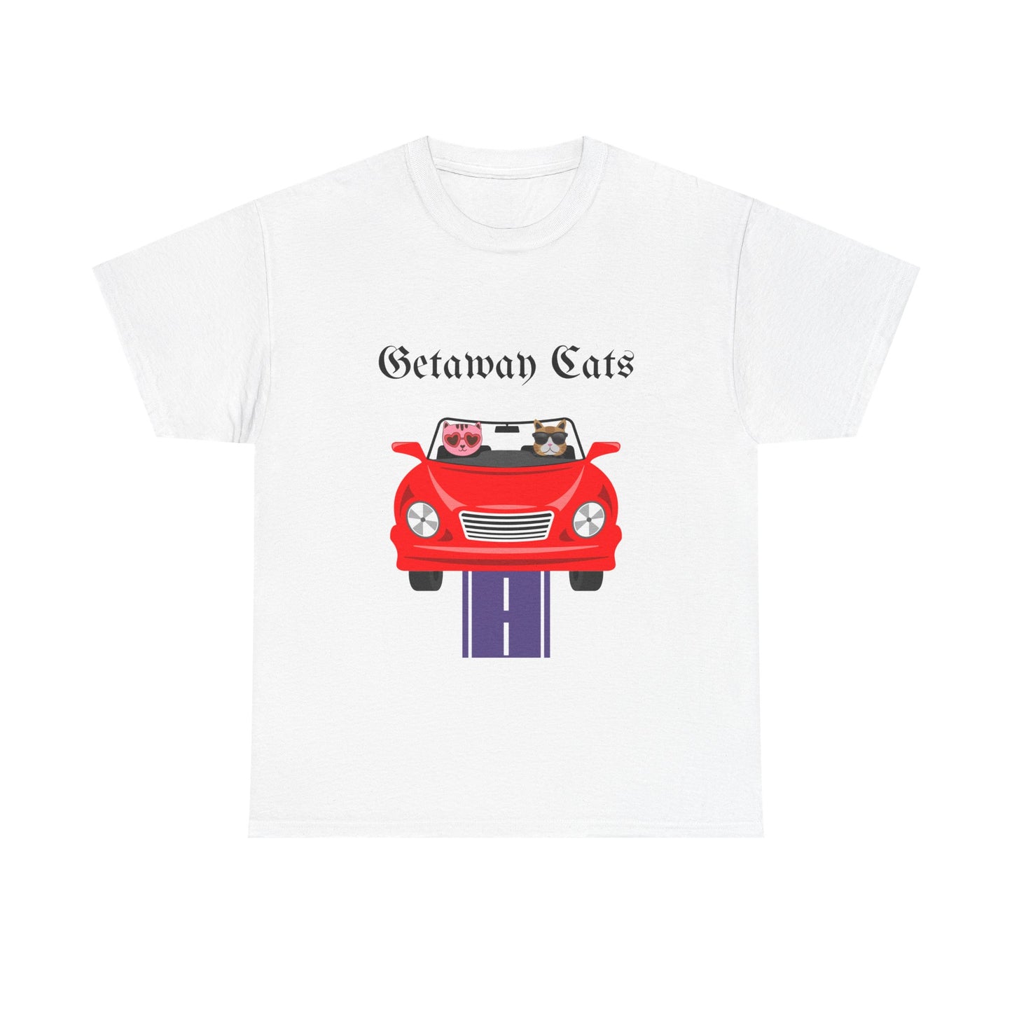 Getaway Cats T-Shirt – Convertible-Driving Feline Duo