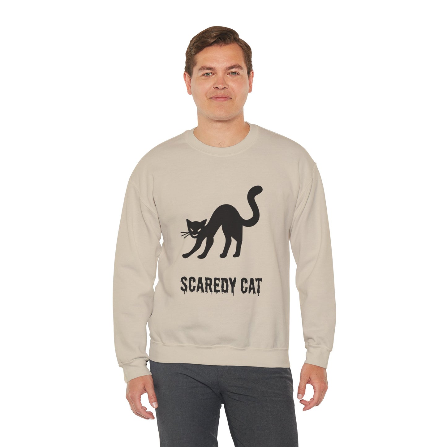 Scaredy Cat Sweatshirt – Arched Back Cat Crew Neck