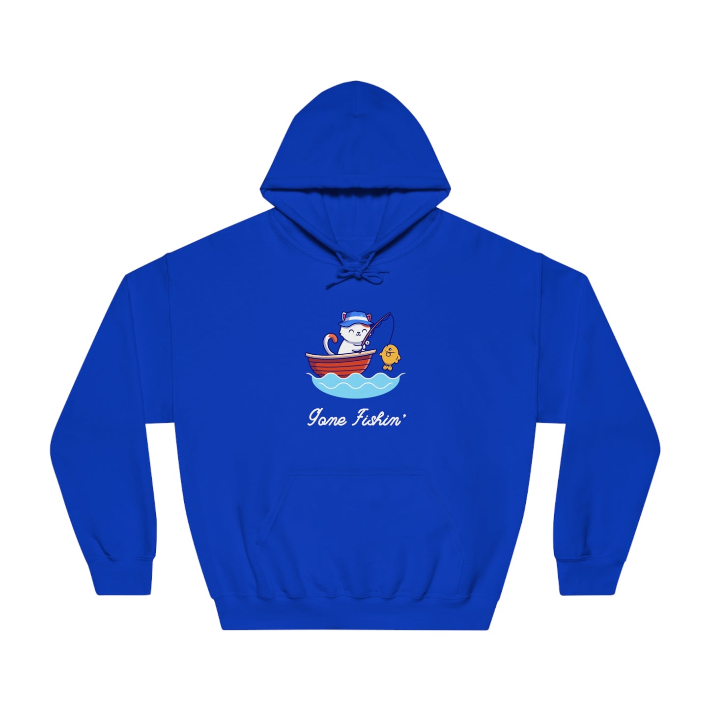 Gone Fishing Hoodie – Cat in Boat Graphic Pullover