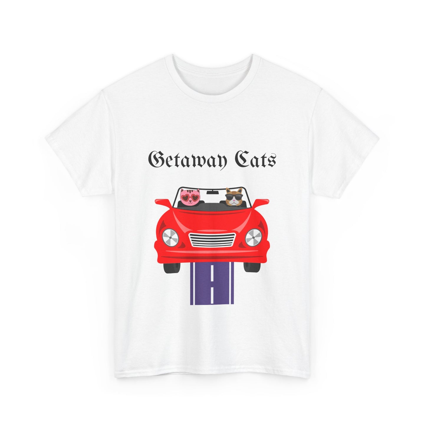 Getaway Cats T-Shirt – Convertible-Driving Feline Duo