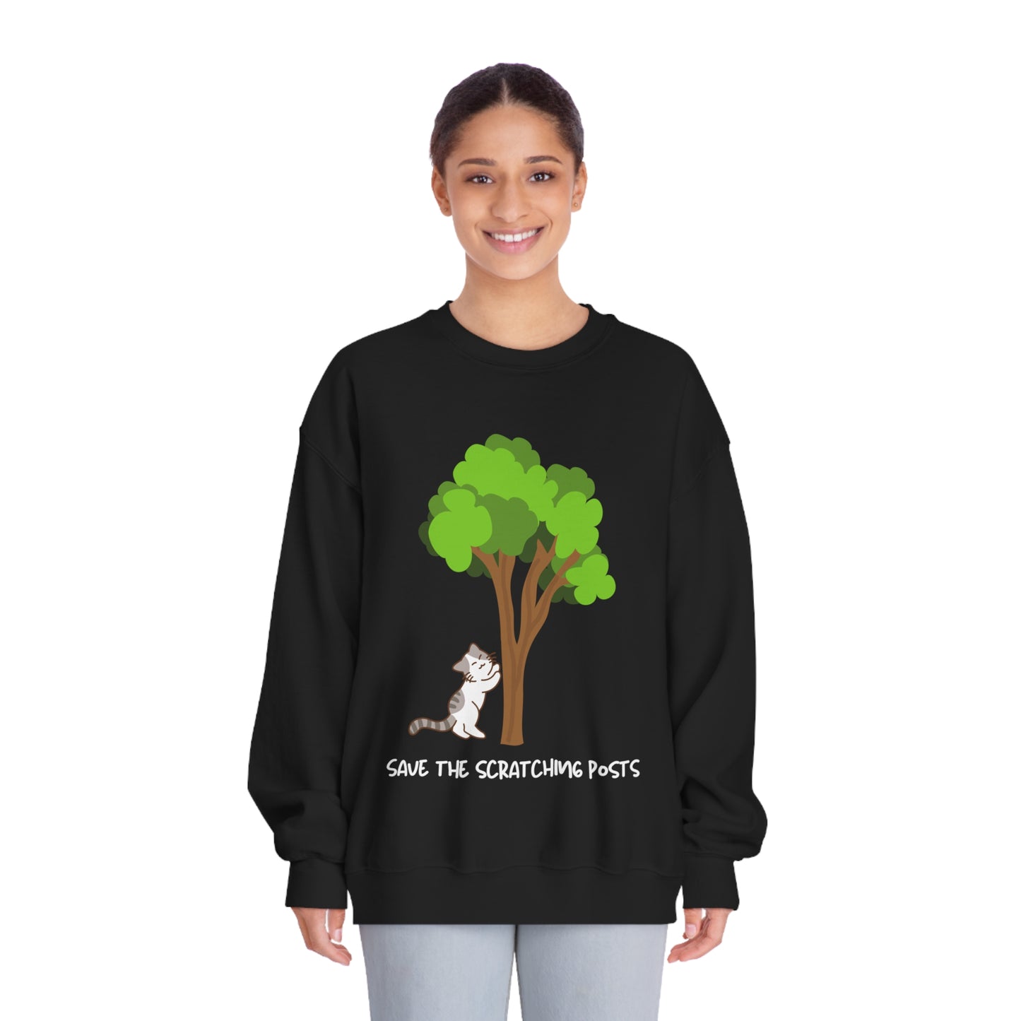 Tree Scratcher Sweatshirt – Cat & Tree Earth Day Crew Neck