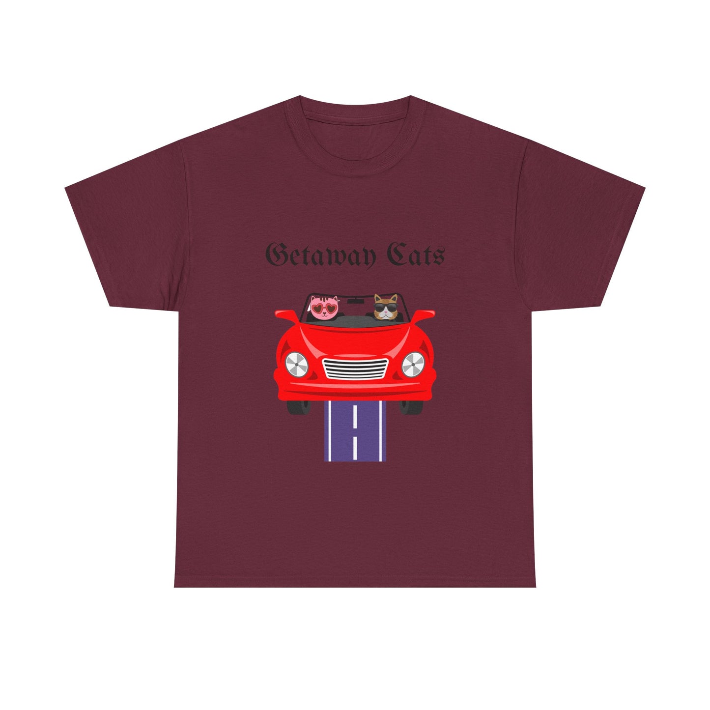 Getaway Cats T-Shirt – Convertible-Driving Feline Duo