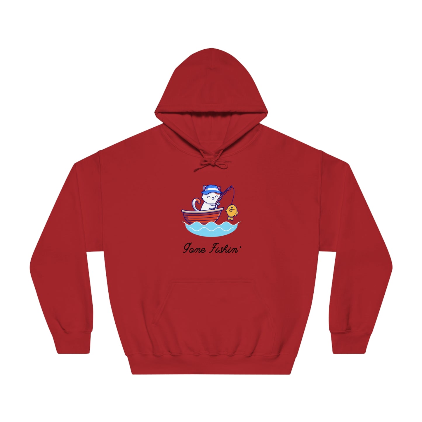 Gone Fishing Hoodie – Cat in Boat Graphic Pullover