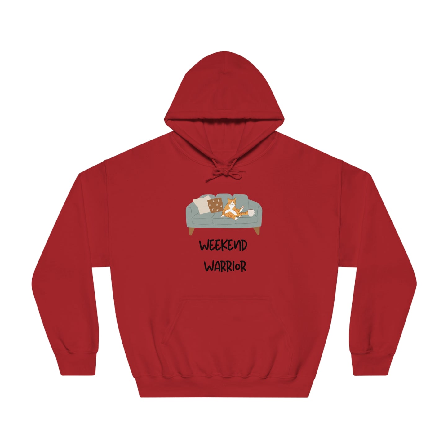 Weekend Warrior Hoodie – Lounging Cat Couch Graphic Sweatshirt