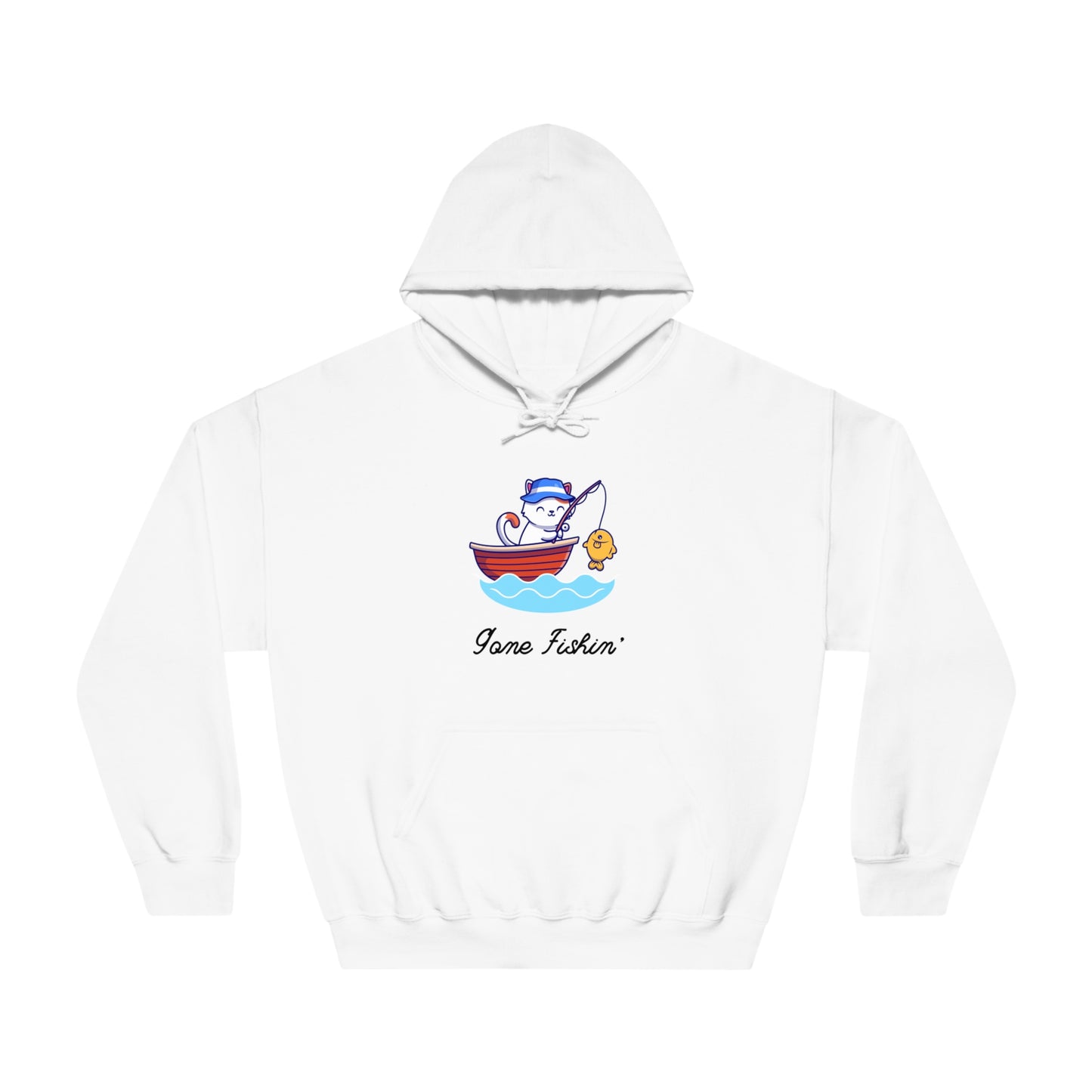 Gone Fishing Hoodie – Cat in Boat Graphic Pullover