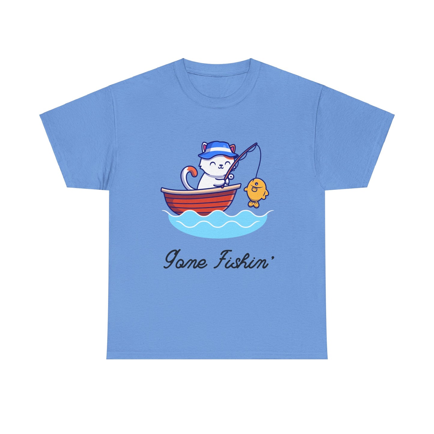 Gone Fishing Cat T-Shirt – Laid-Back Graphic Tee for Cat Lovers