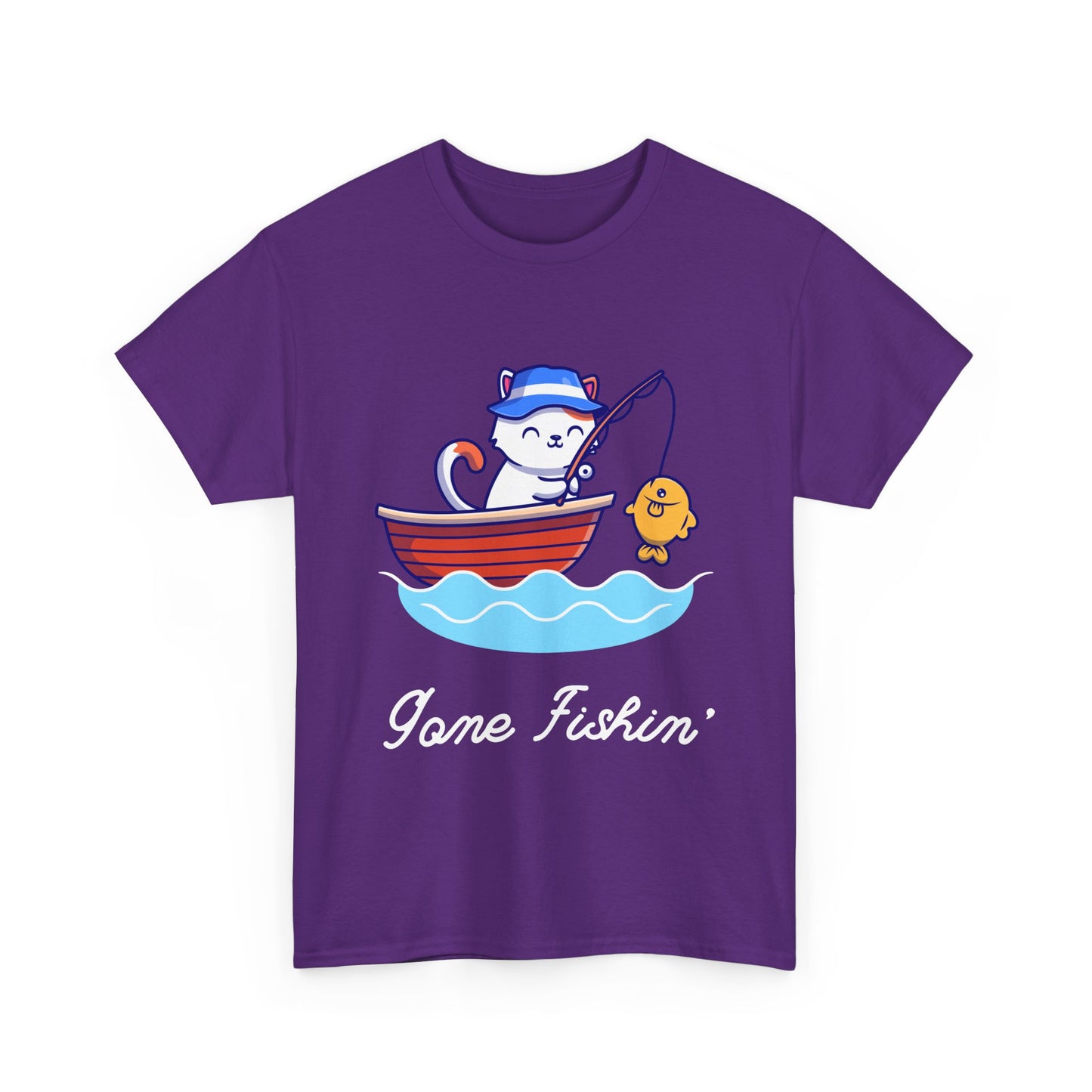 Gone Fishing Cat T-Shirt – Laid-Back Graphic Tee for Cat Lovers