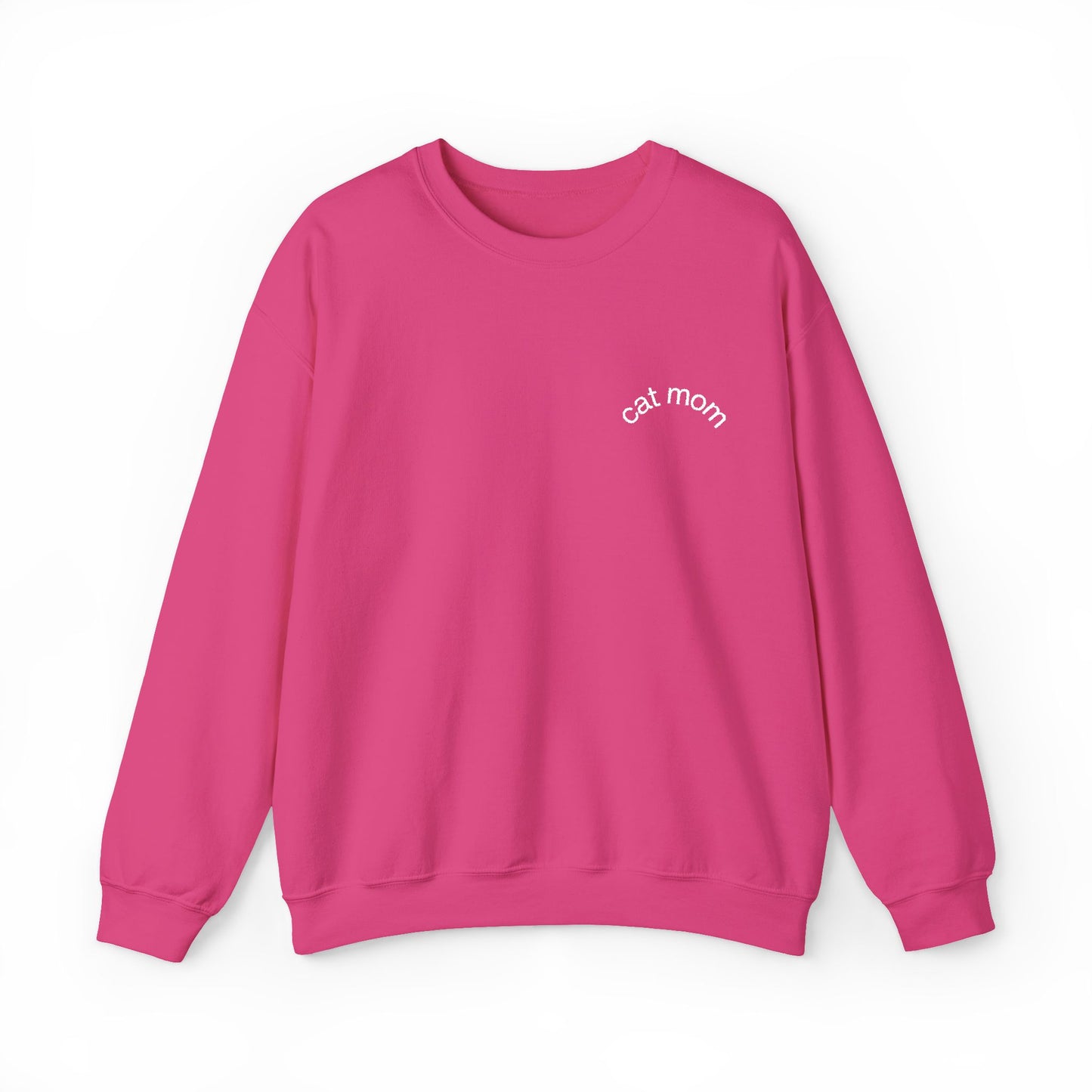 Cat Mom Sweatshirt – Embroidered Text Crew Neck