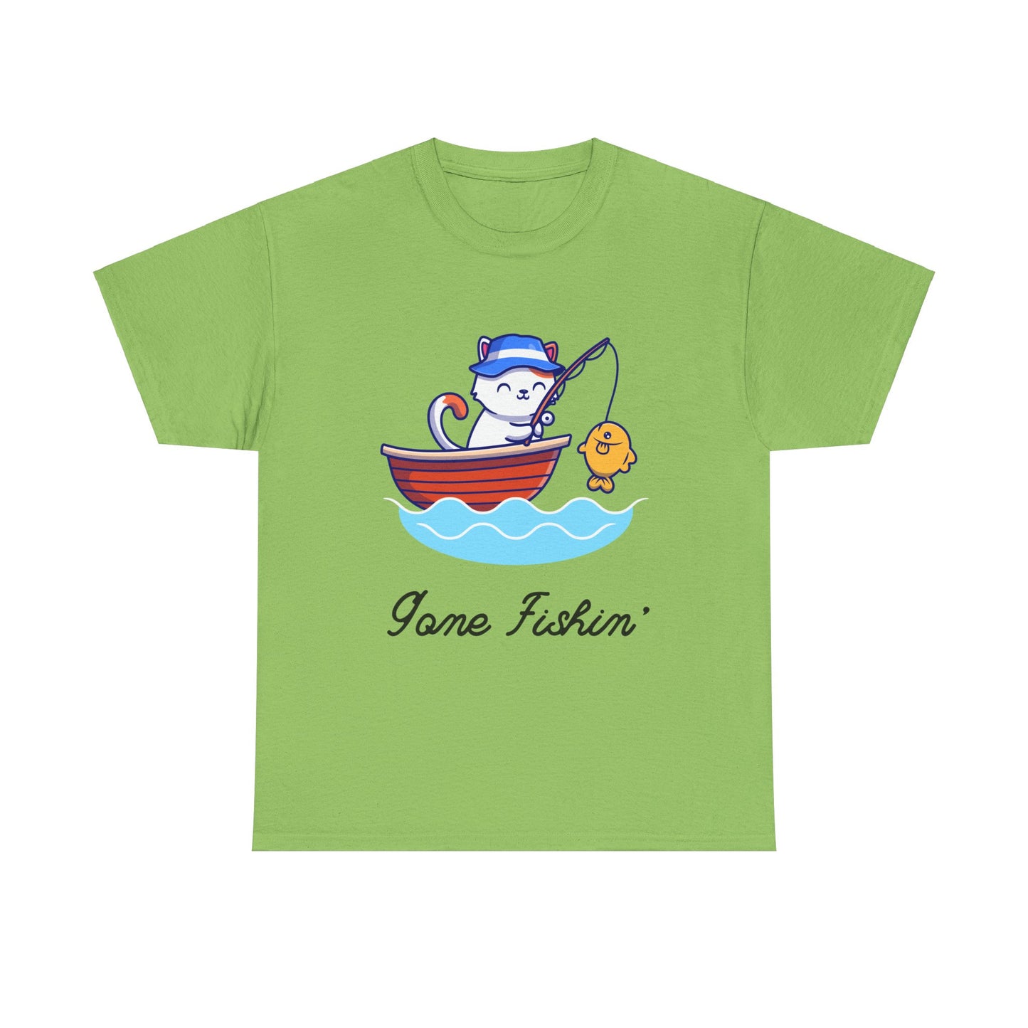 Gone Fishing Cat T-Shirt – Laid-Back Graphic Tee for Cat Lovers