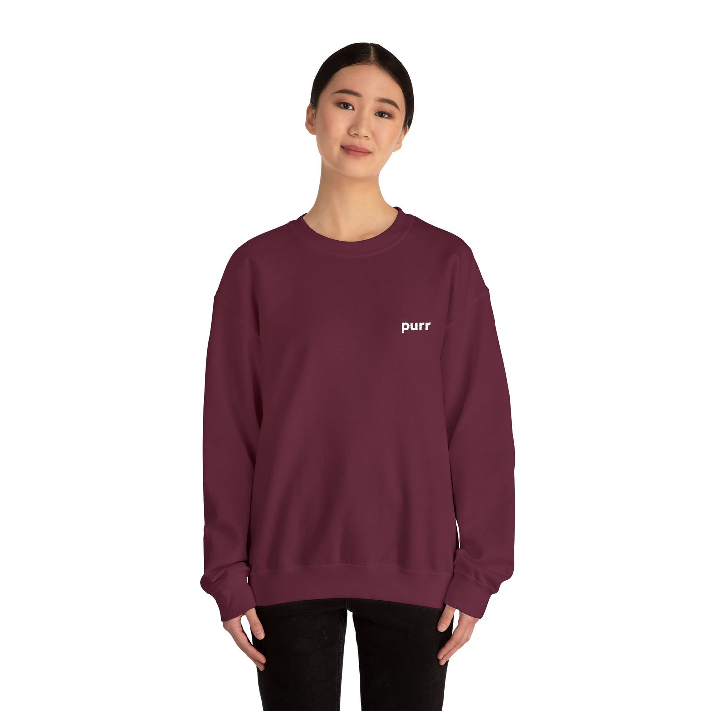 Purr Sweatshirt – Playful Embroidered Text Crew Neck