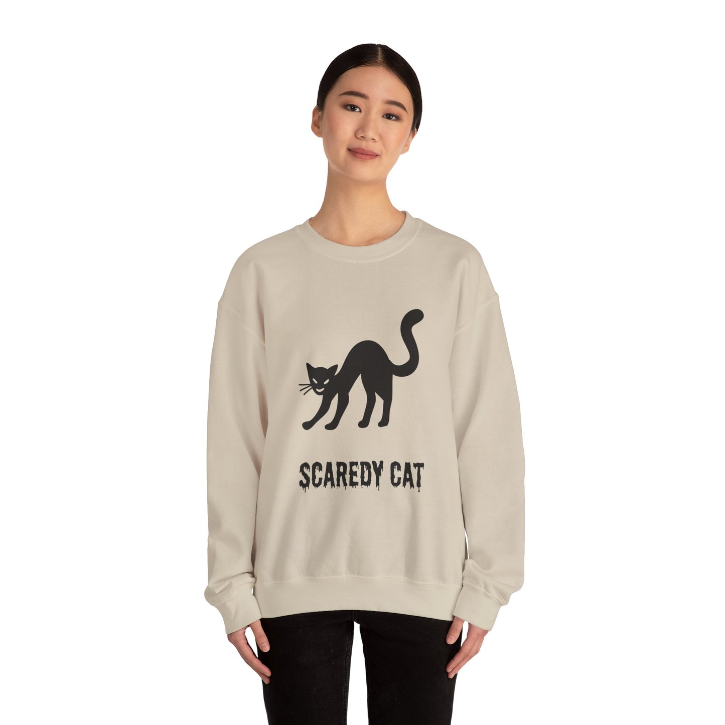 Scaredy Cat Sweatshirt – Arched Back Cat Crew Neck