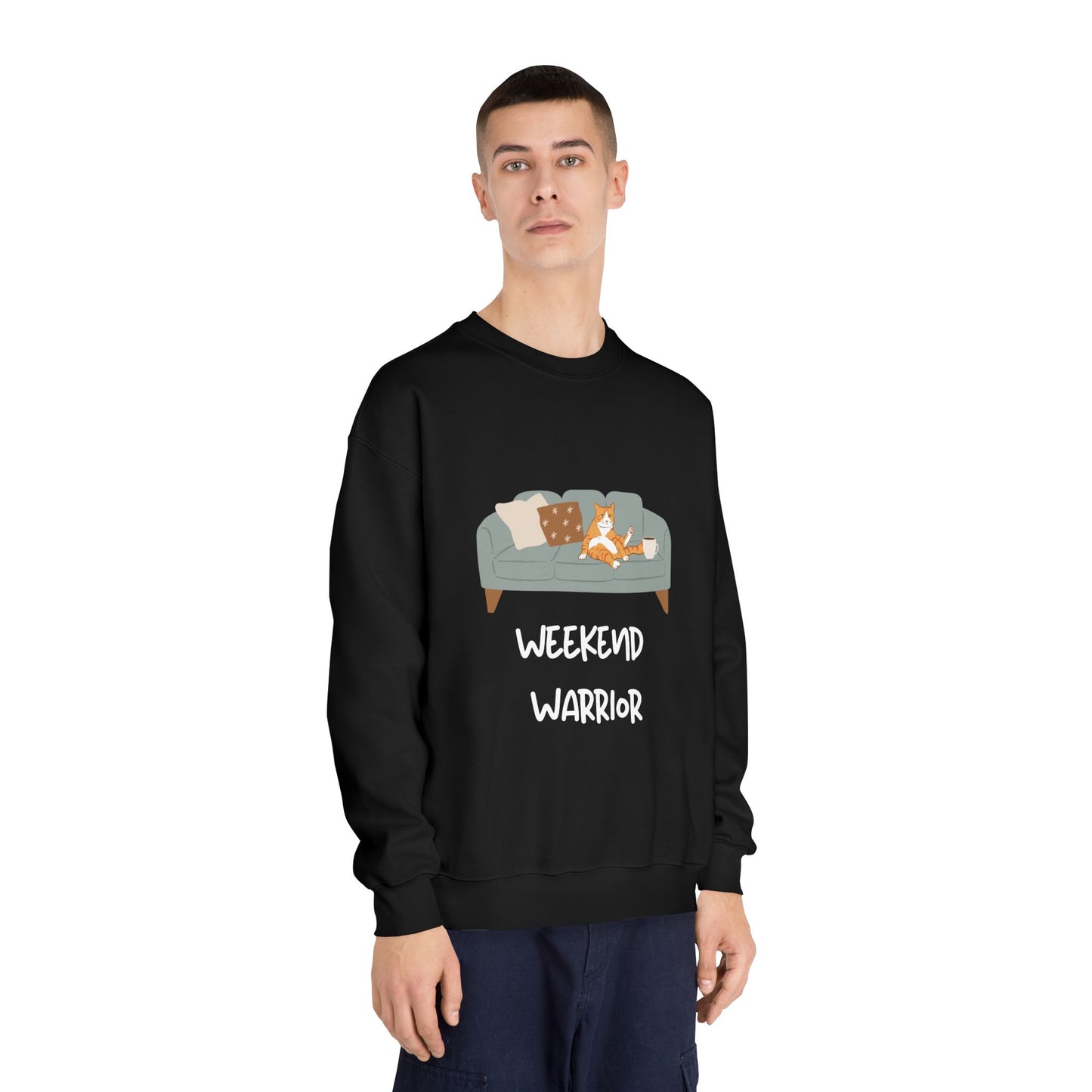 Weekend Warrior Sweatshirt – Lounging Cat Crew Neck