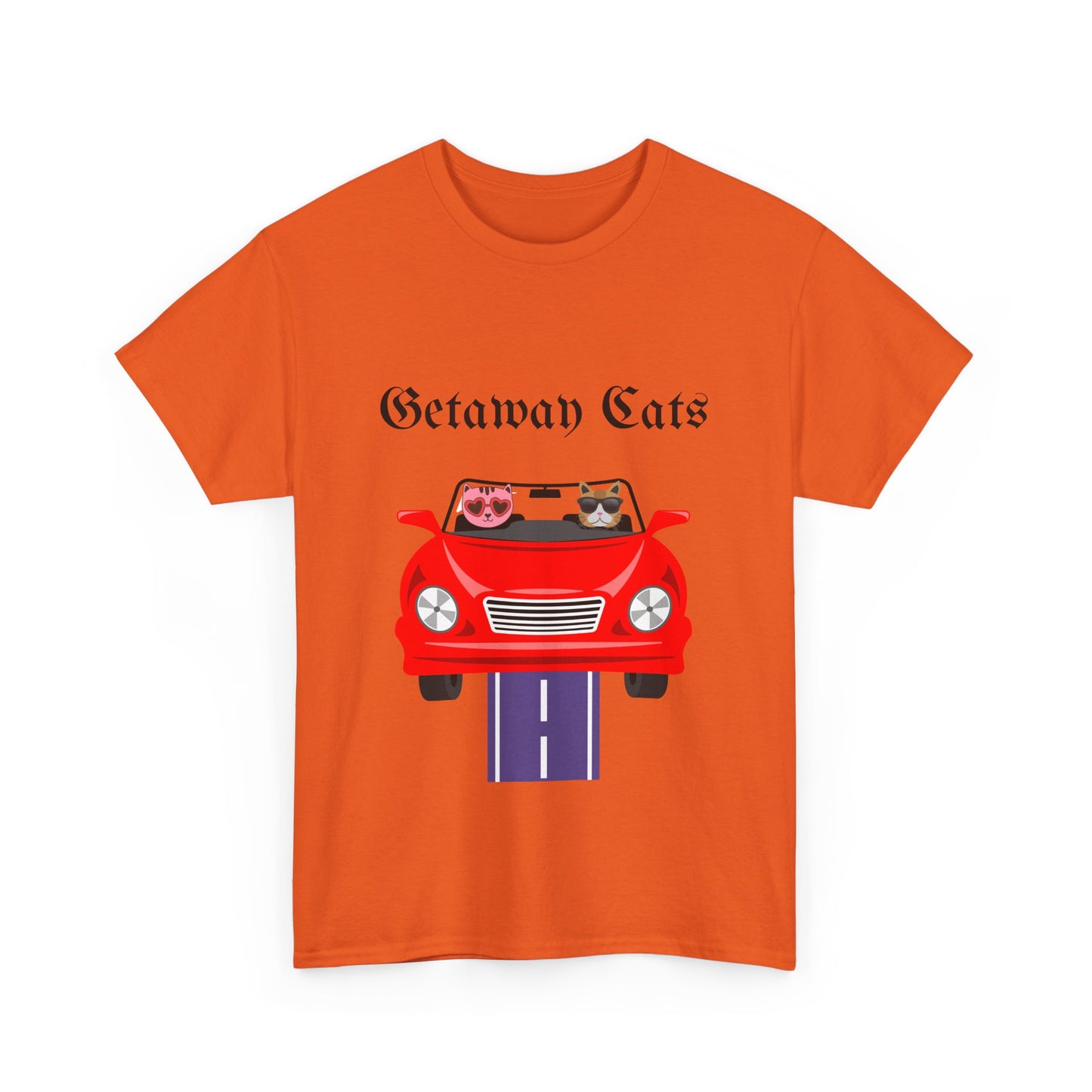 Getaway Cats T-Shirt – Convertible-Driving Feline Duo