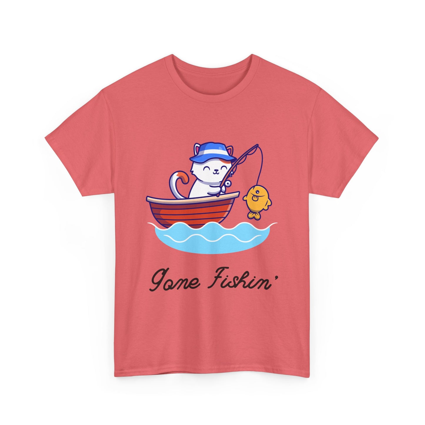 Gone Fishing Cat T-Shirt – Laid-Back Graphic Tee for Cat Lovers