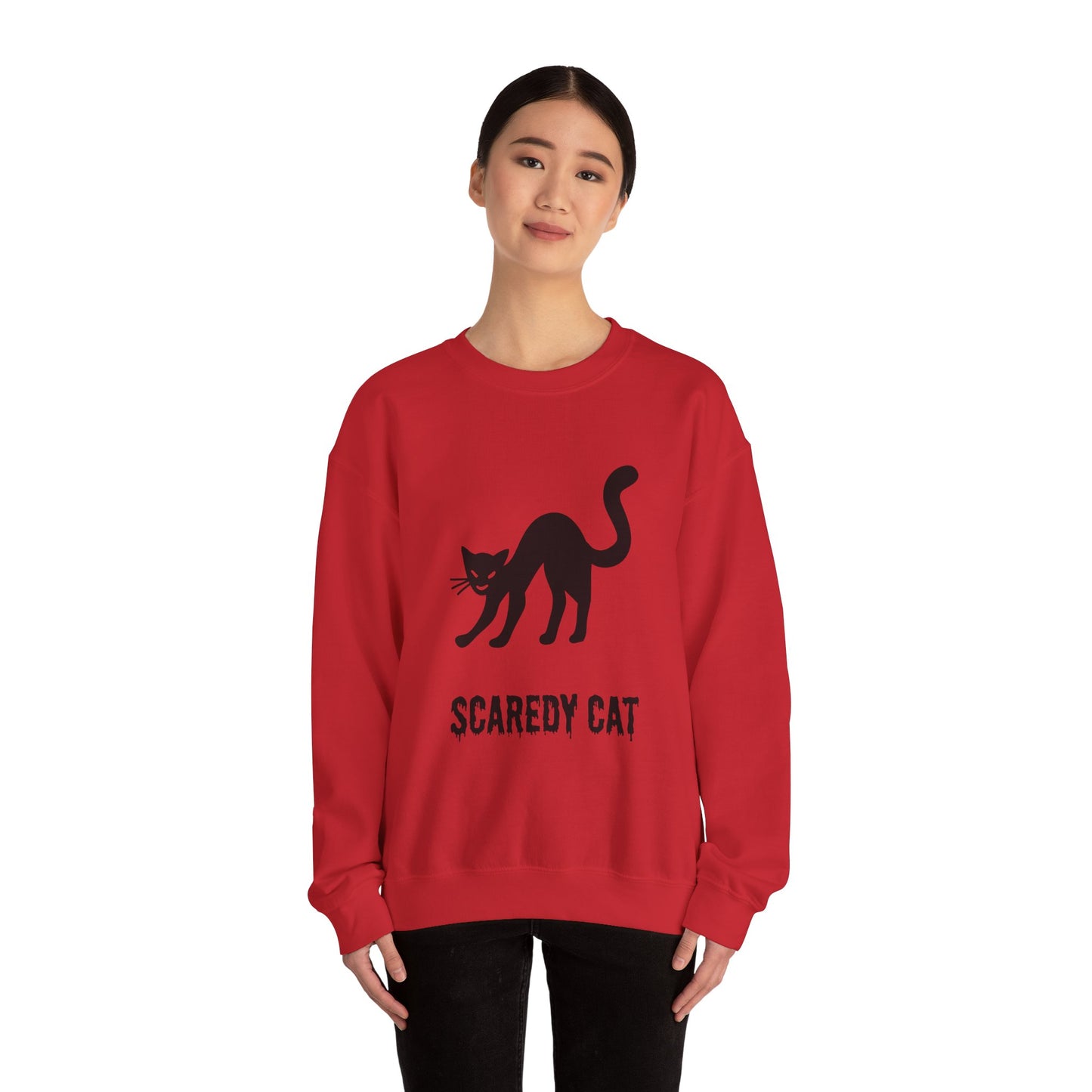 Scaredy Cat Sweatshirt – Arched Back Cat Crew Neck