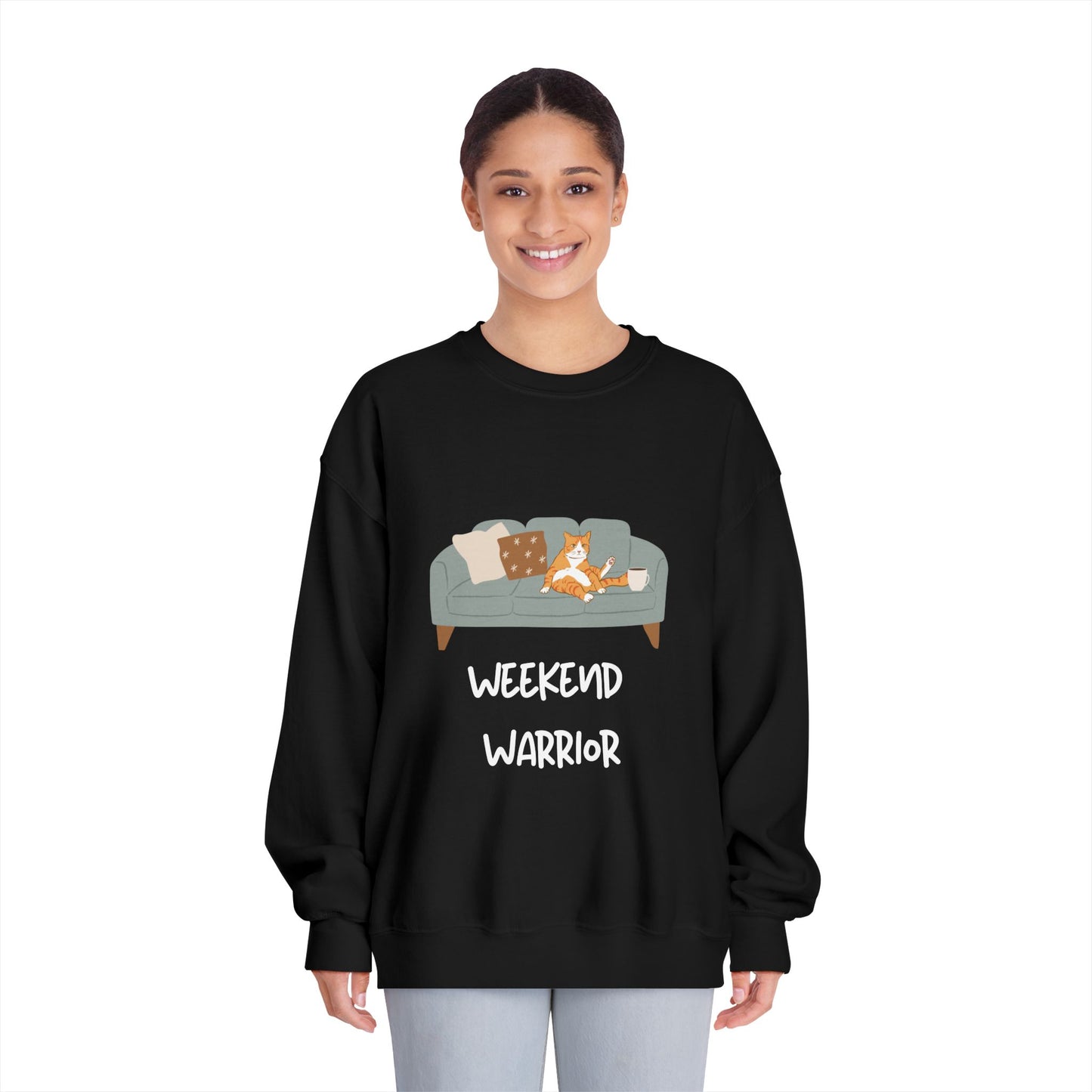 Weekend Warrior Sweatshirt – Lounging Cat Crew Neck