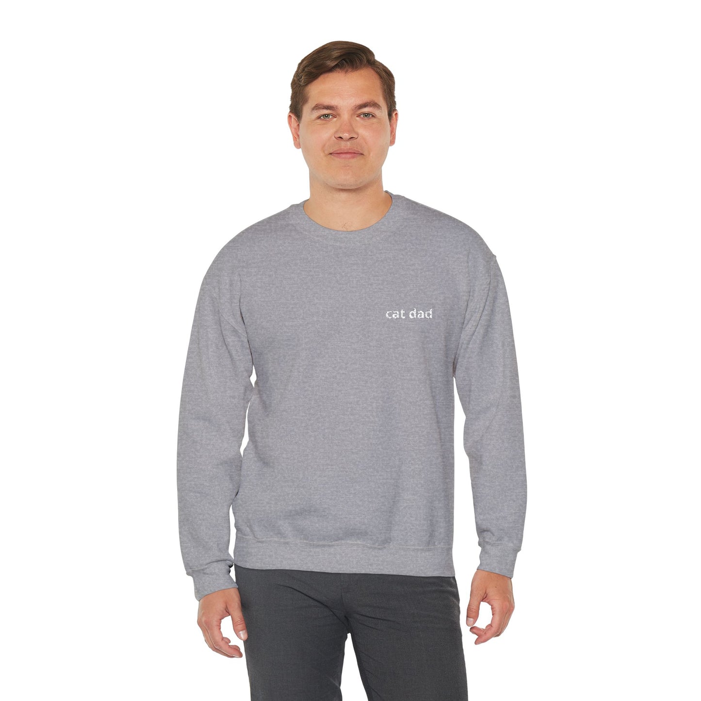Cat Dad Sweatshirt – Embroidered Text Crew Neck