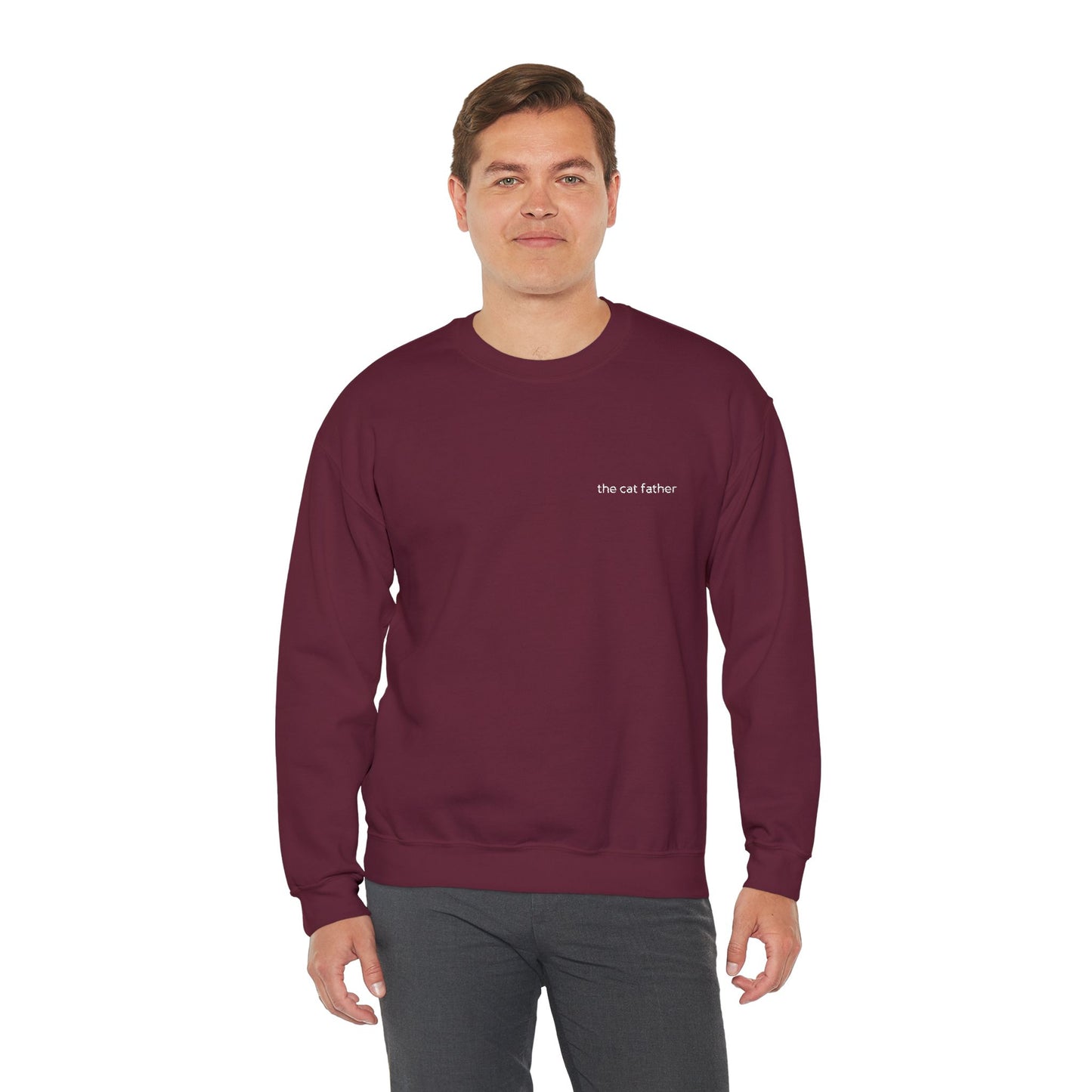 The Cat Father Sweatshirt – Embroidered Text Crew Neck