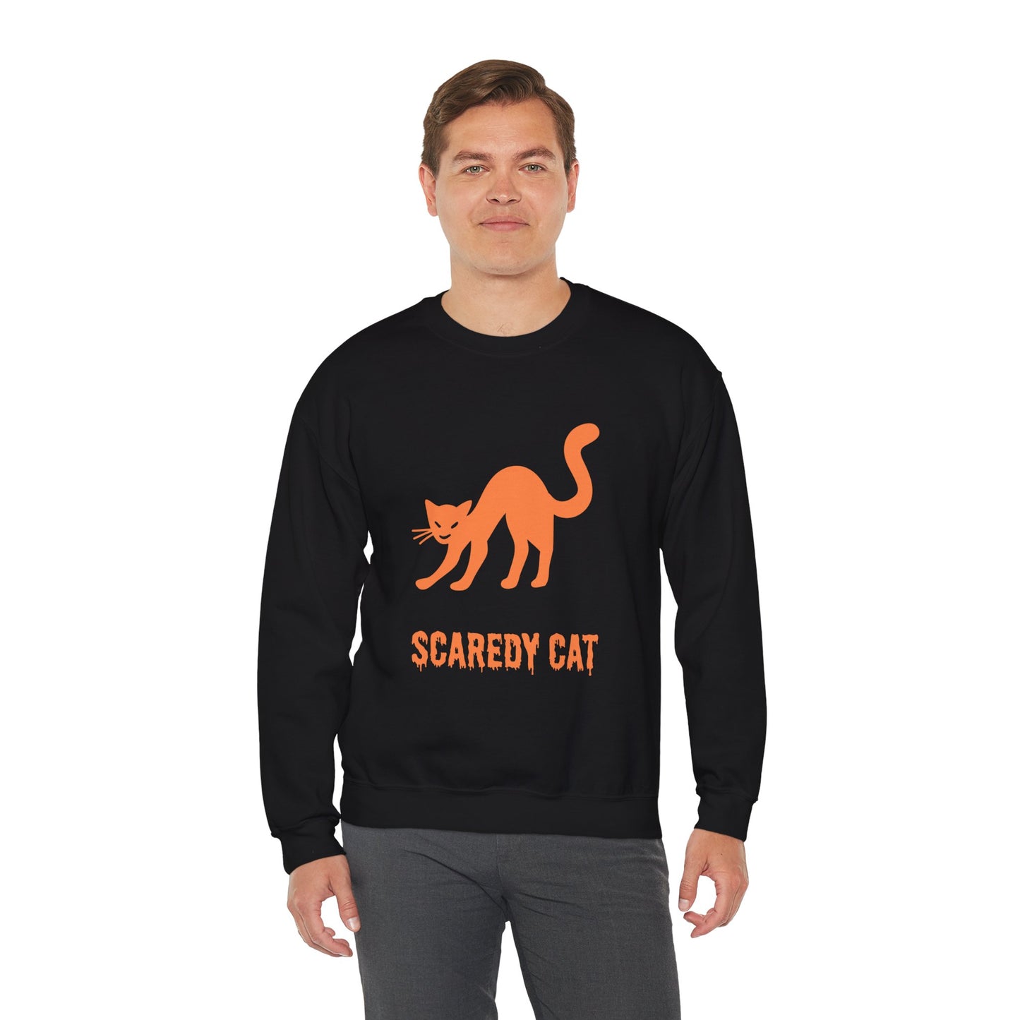 Scaredy Cat Sweatshirt – Arched Back Cat Crew Neck