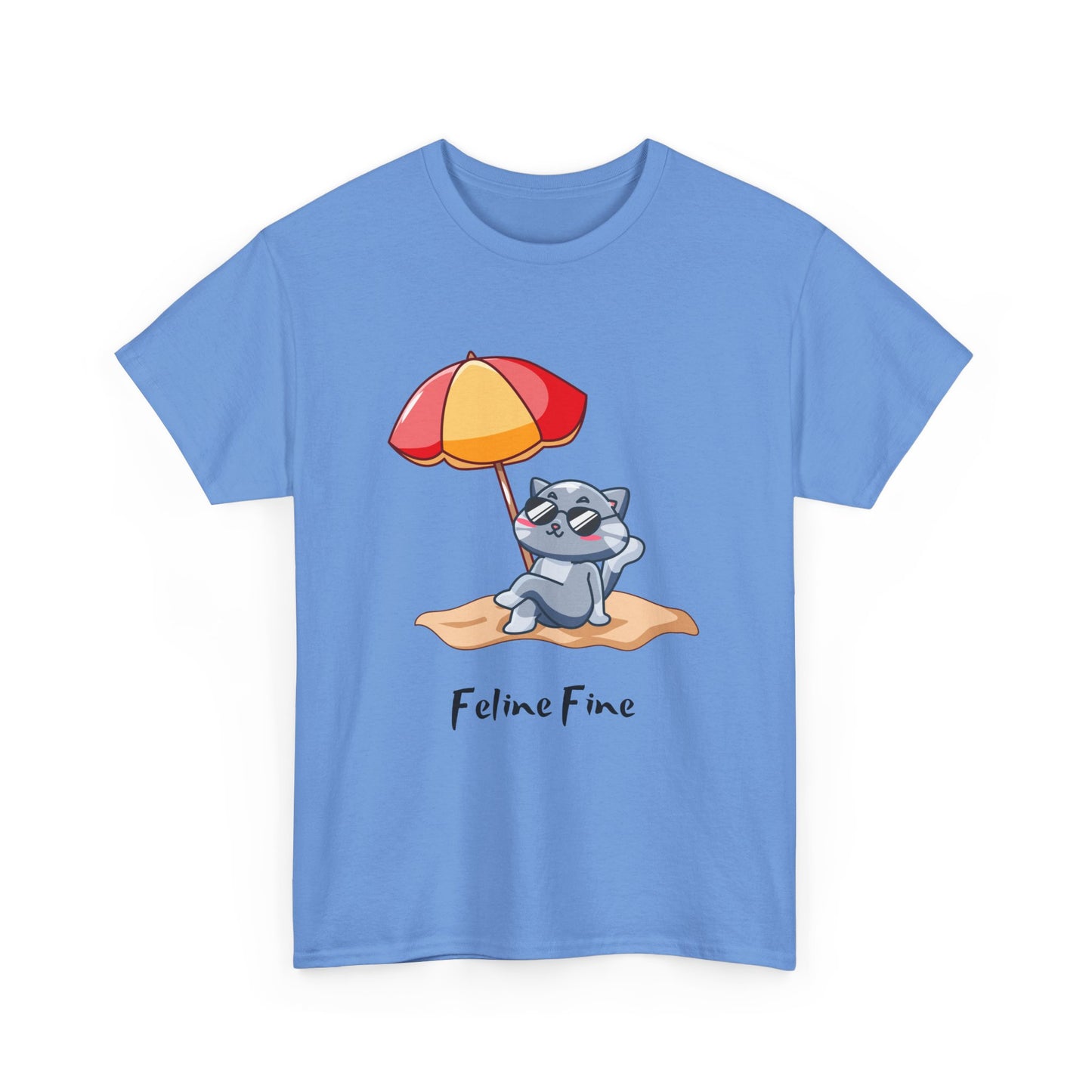 Feline Fine T-Shirt – Relaxed Cat on the Beach Tee