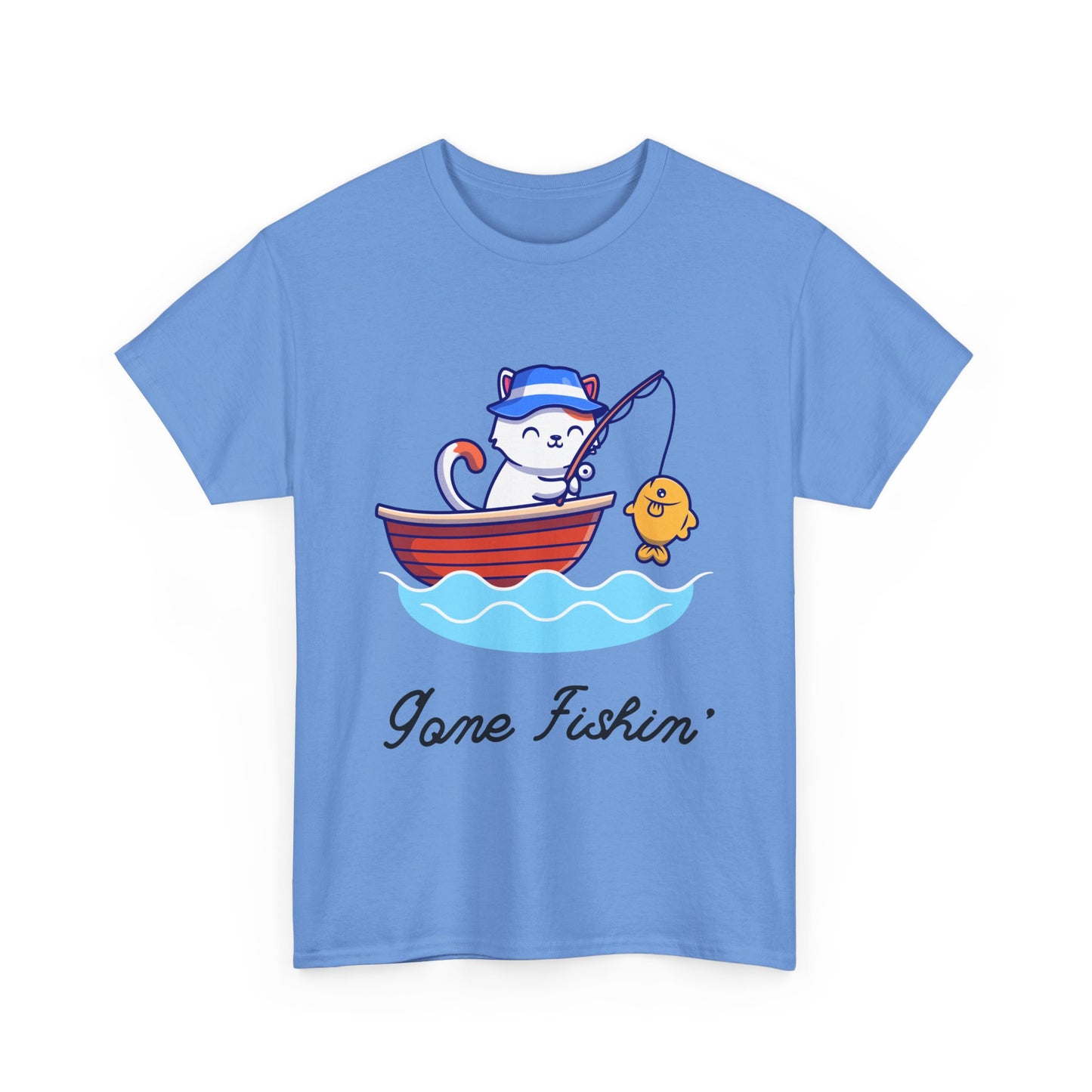 Gone Fishing Cat T-Shirt – Laid-Back Graphic Tee for Cat Lovers