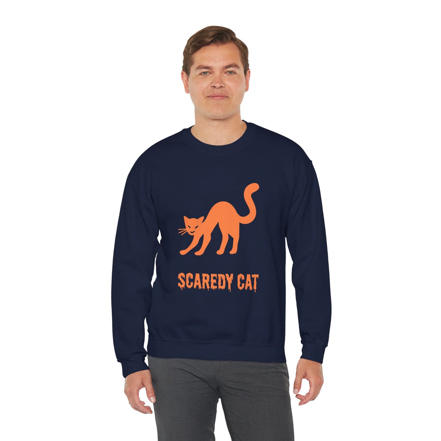 Scaredy Cat Sweatshirt – Arched Back Cat Crew Neck
