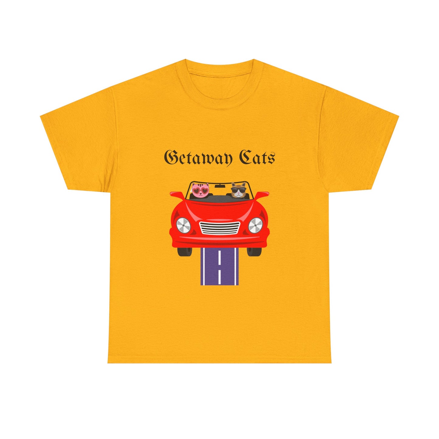Getaway Cats T-Shirt – Convertible-Driving Feline Duo