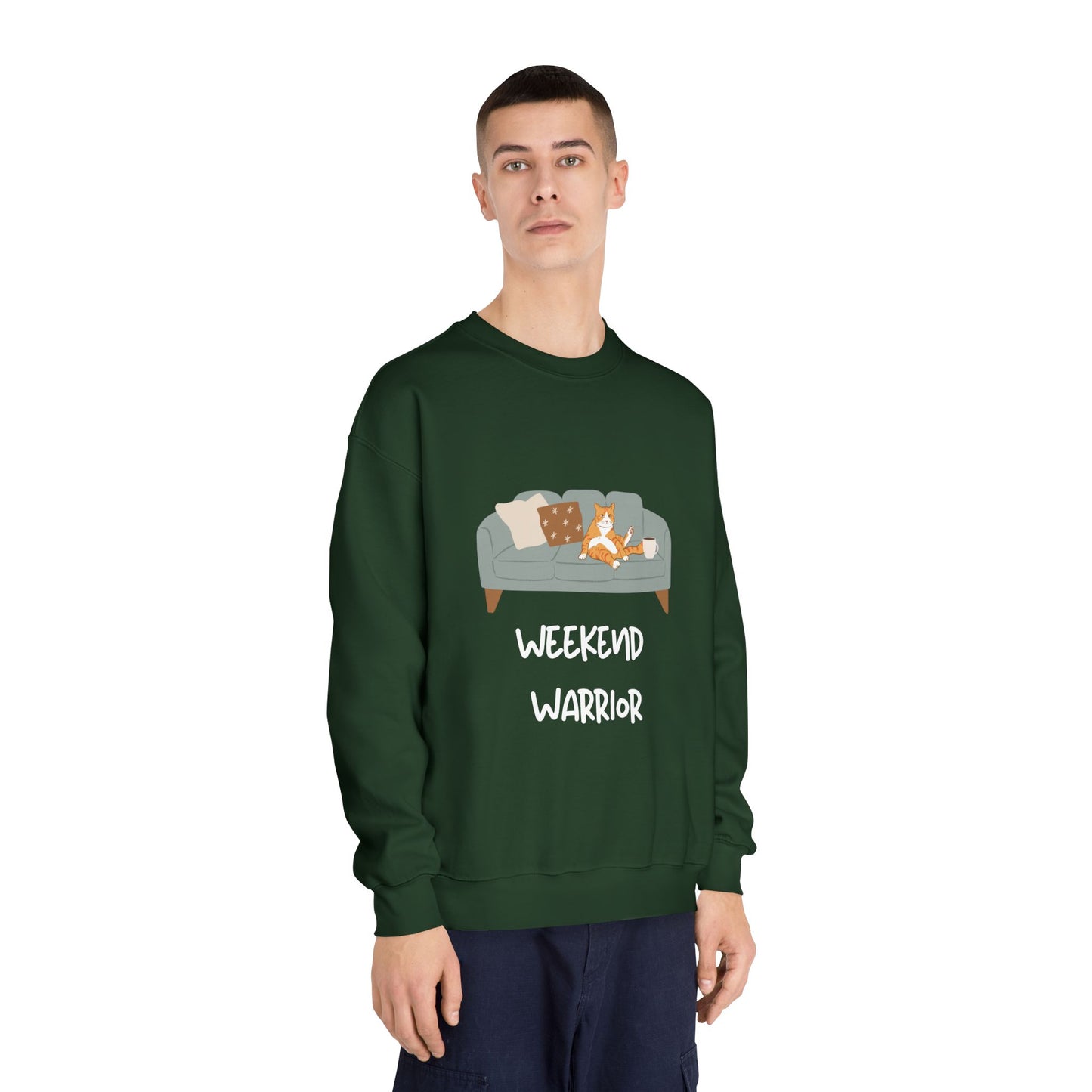 Weekend Warrior Sweatshirt – Lounging Cat Crew Neck