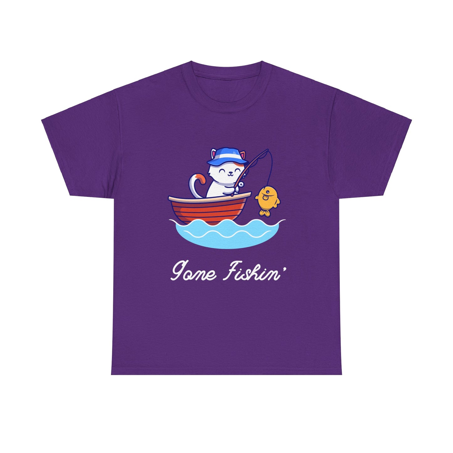 Gone Fishing Cat T-Shirt – Laid-Back Graphic Tee for Cat Lovers