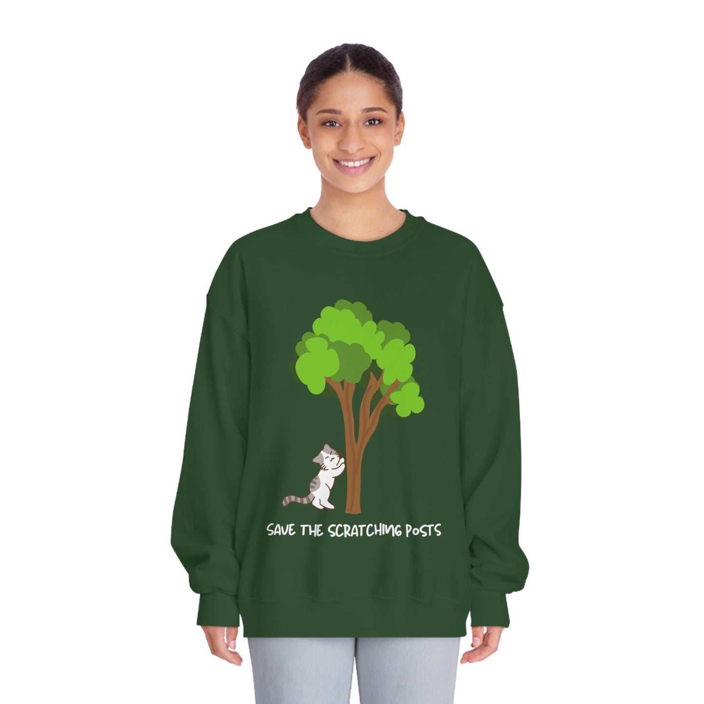 Tree Scratcher Sweatshirt – Cat & Tree Earth Day Crew Neck