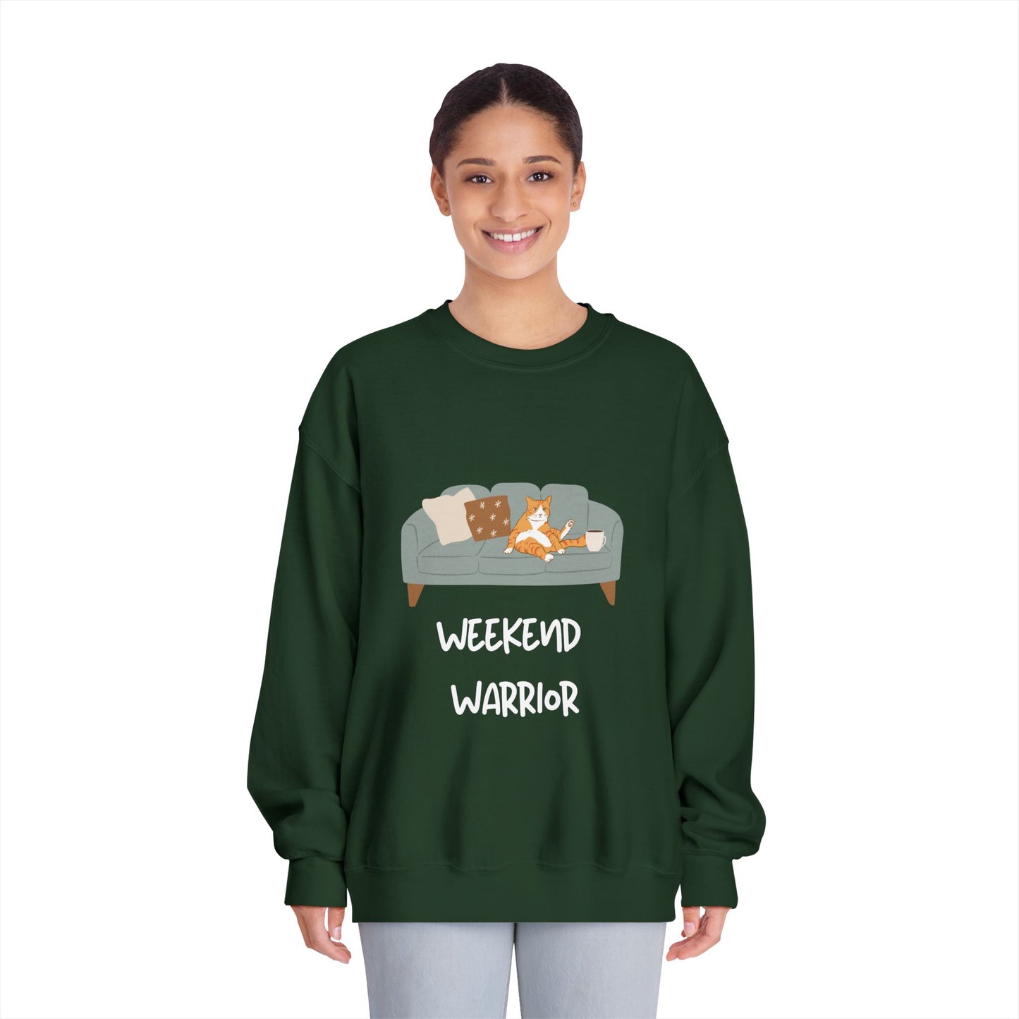 Weekend Warrior Sweatshirt – Lounging Cat Crew Neck