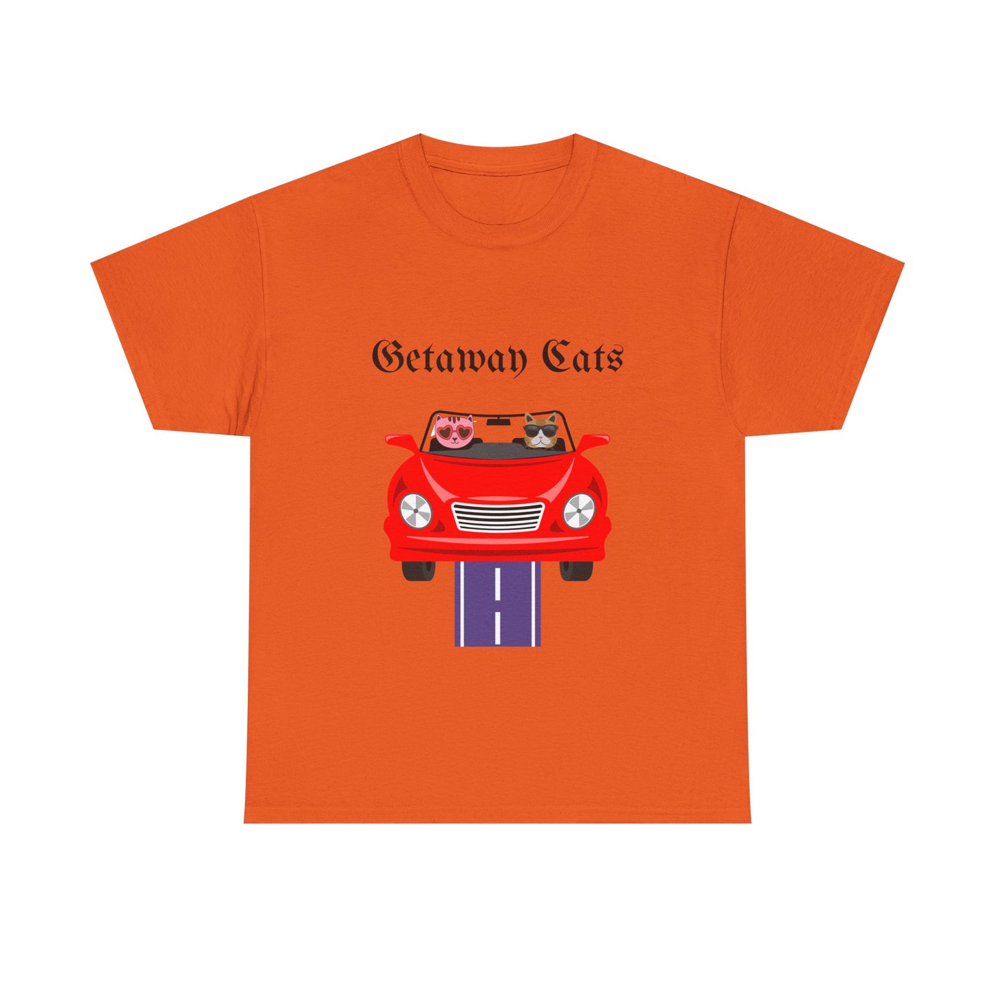 Getaway Cats T-Shirt – Convertible-Driving Feline Duo