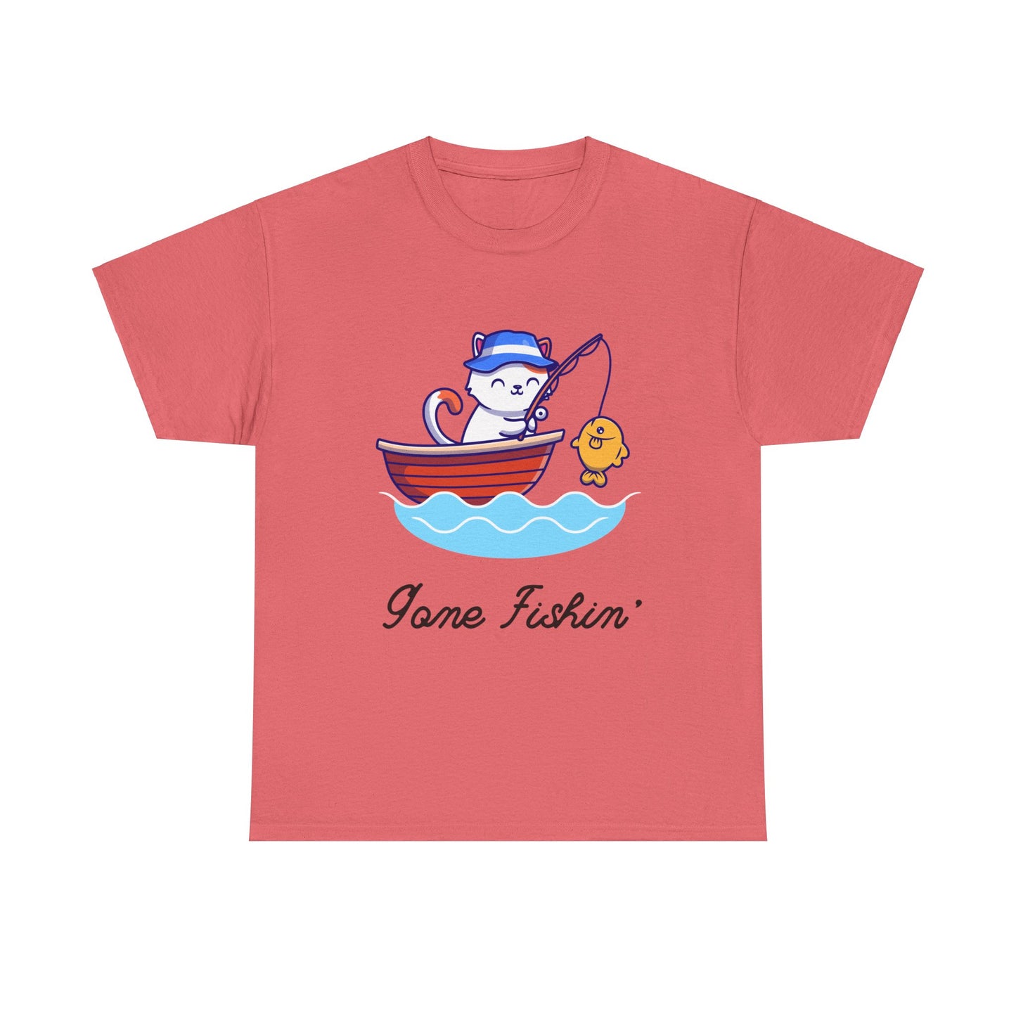 Gone Fishing Cat T-Shirt – Laid-Back Graphic Tee for Cat Lovers