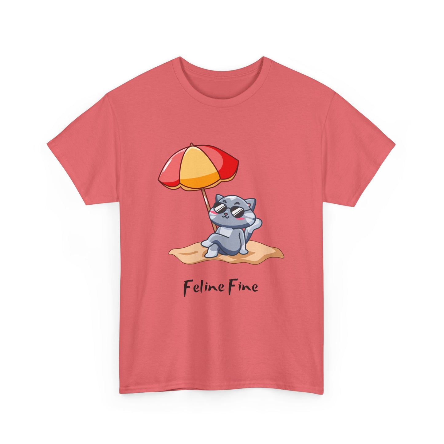 Feline Fine T-Shirt – Relaxed Cat on the Beach Tee