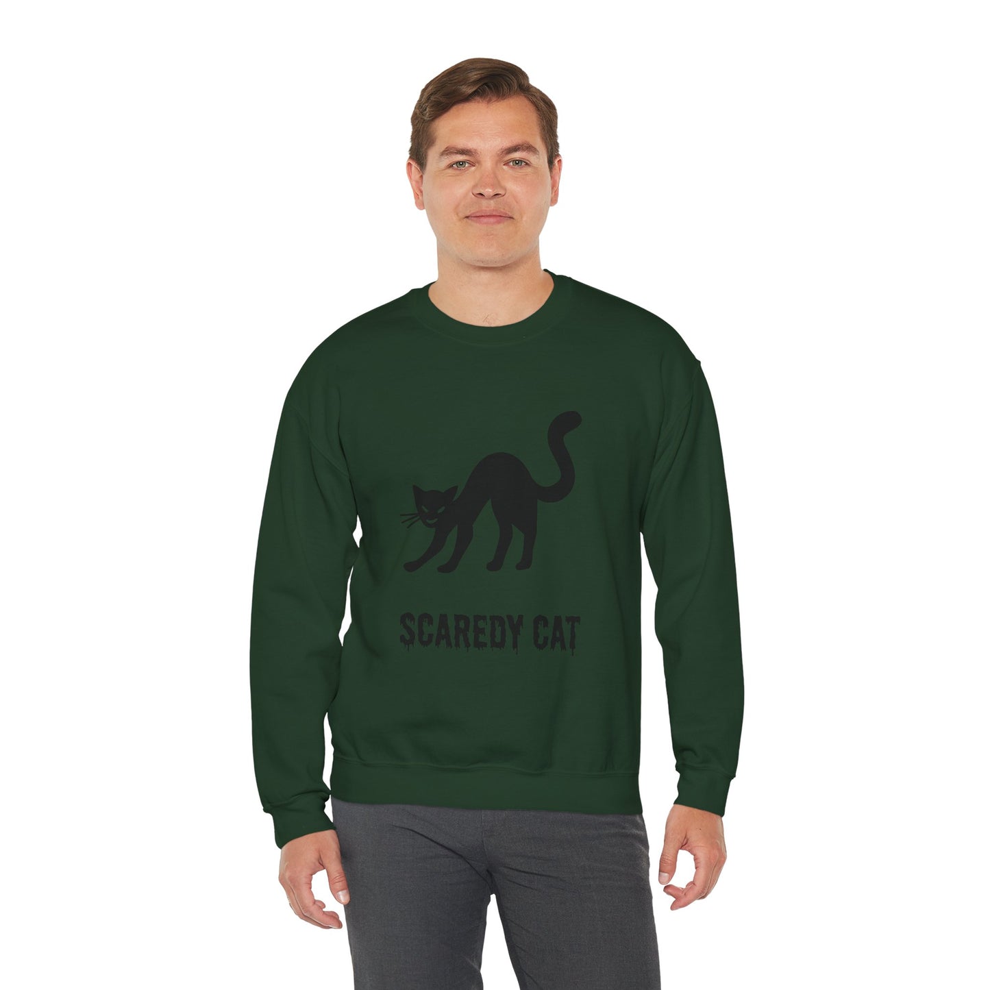 Scaredy Cat Sweatshirt – Arched Back Cat Crew Neck