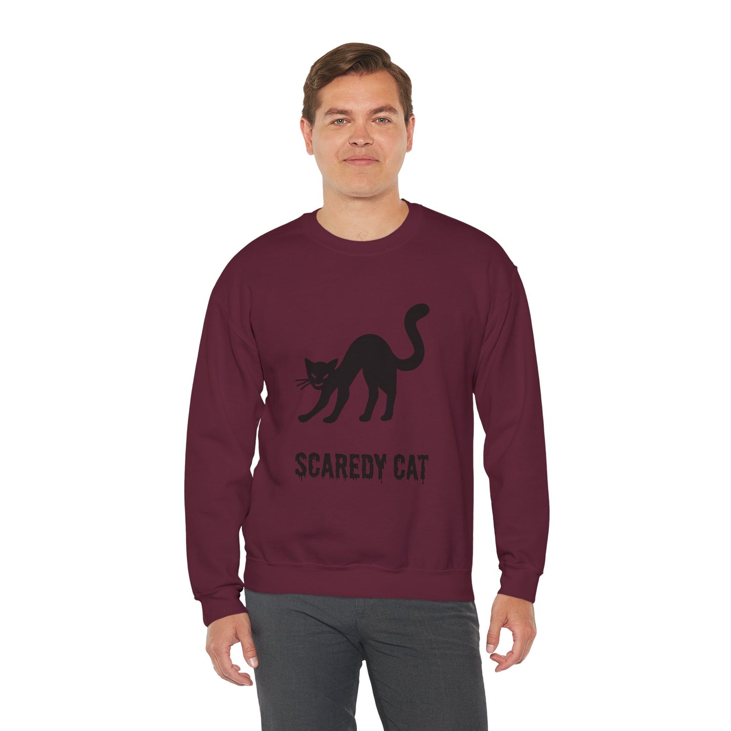 Scaredy Cat Sweatshirt – Arched Back Cat Crew Neck