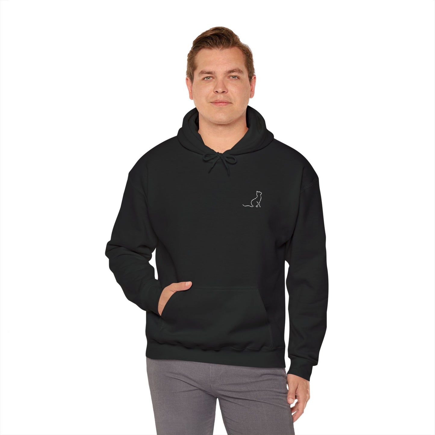 Mr. Cat Dad Outline Logo Hoodie – Embroidered Cat Outline Pullover