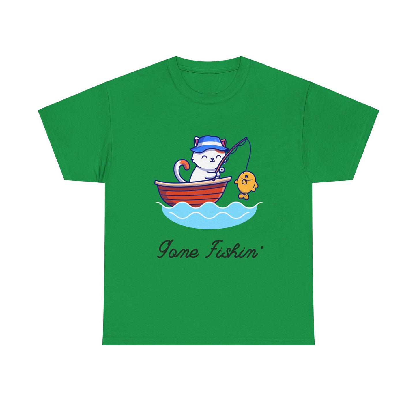 Gone Fishing Cat T-Shirt – Laid-Back Graphic Tee for Cat Lovers