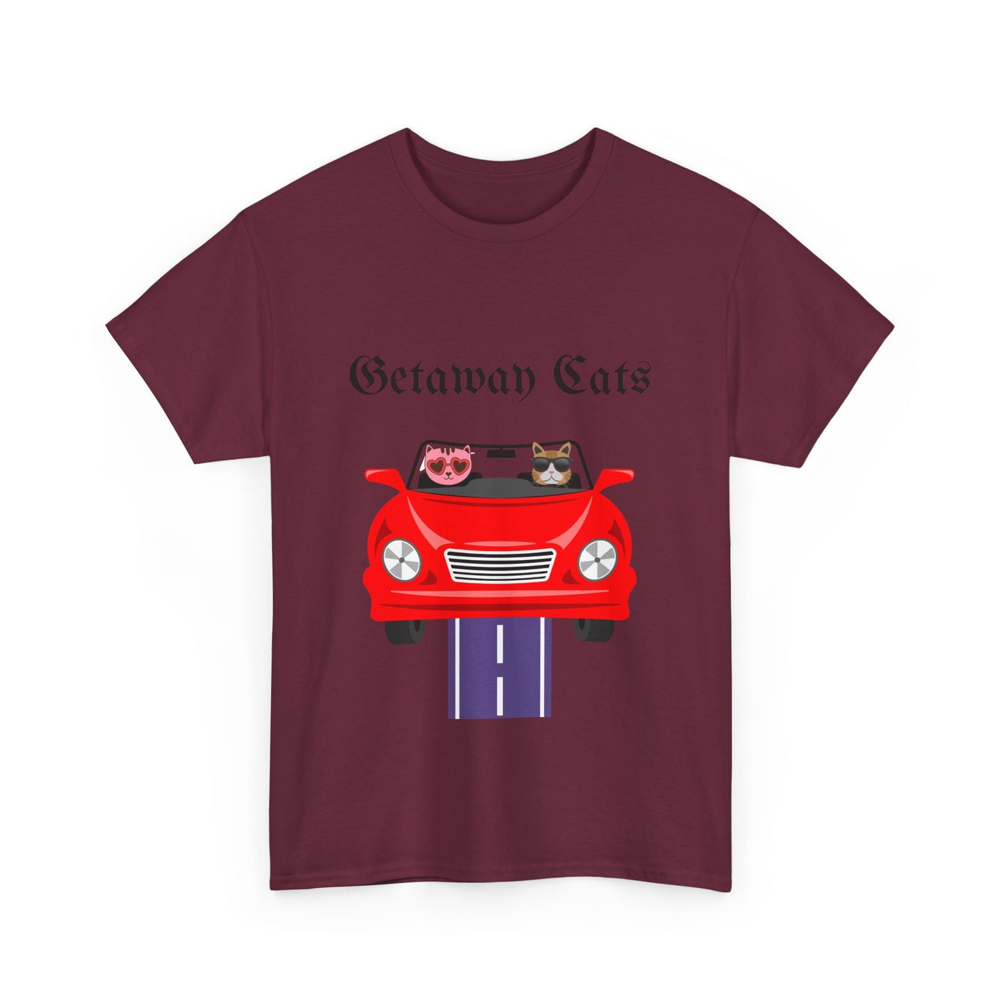 Getaway Cats T-Shirt – Convertible-Driving Feline Duo