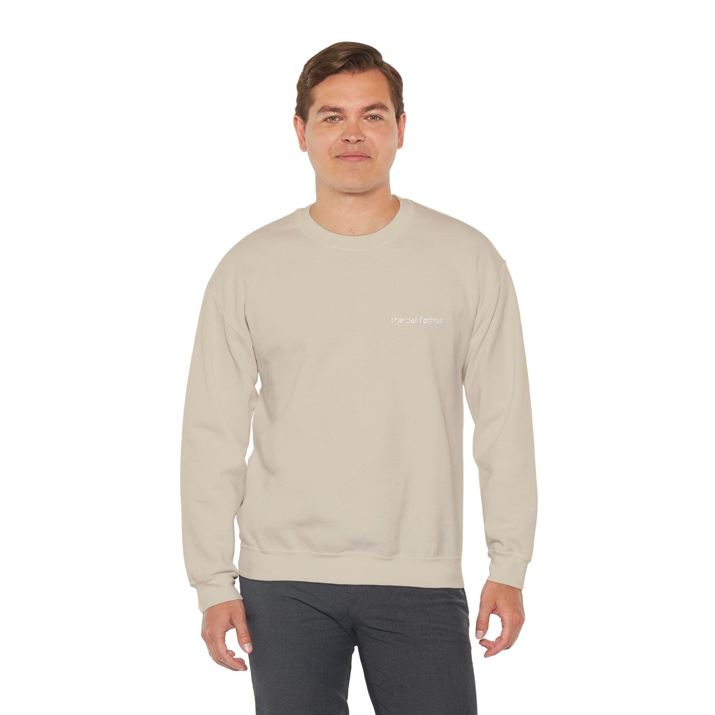 The Cat Father Sweatshirt – Embroidered Text Crew Neck