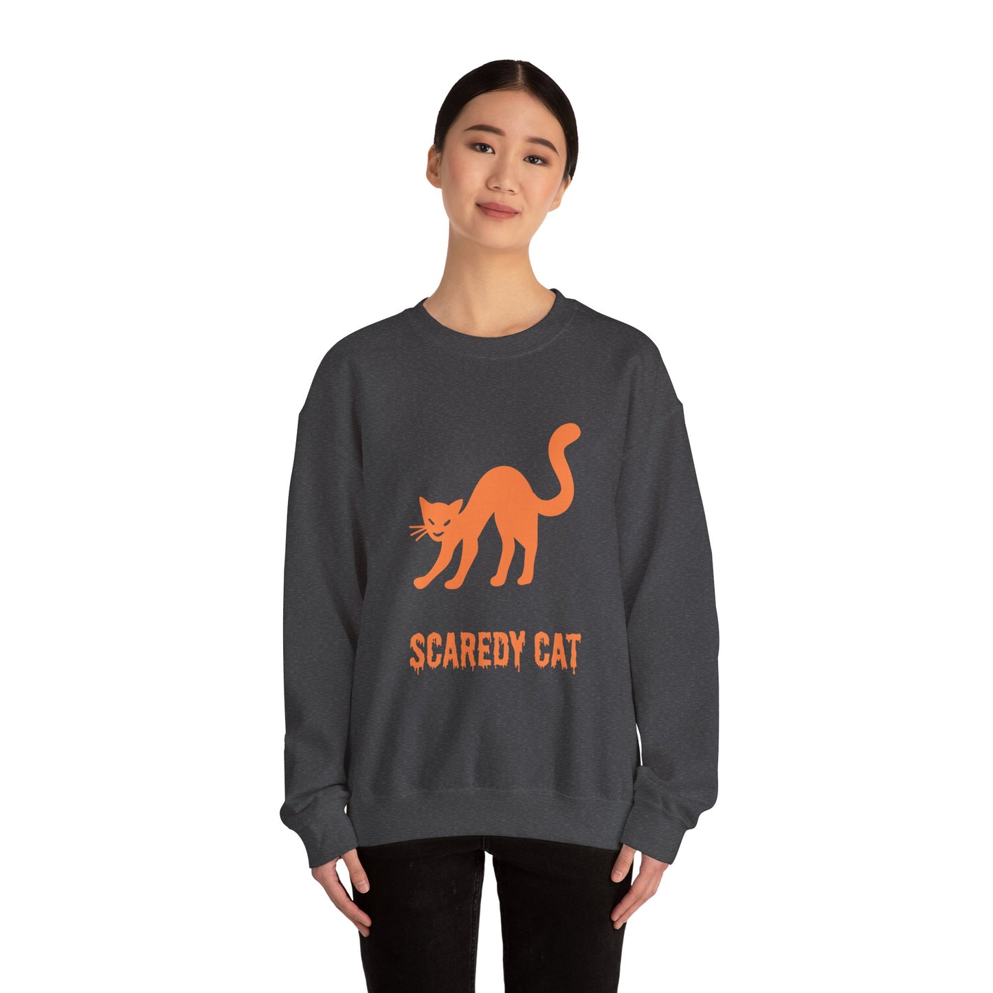 Scaredy Cat Sweatshirt – Arched Back Cat Crew Neck