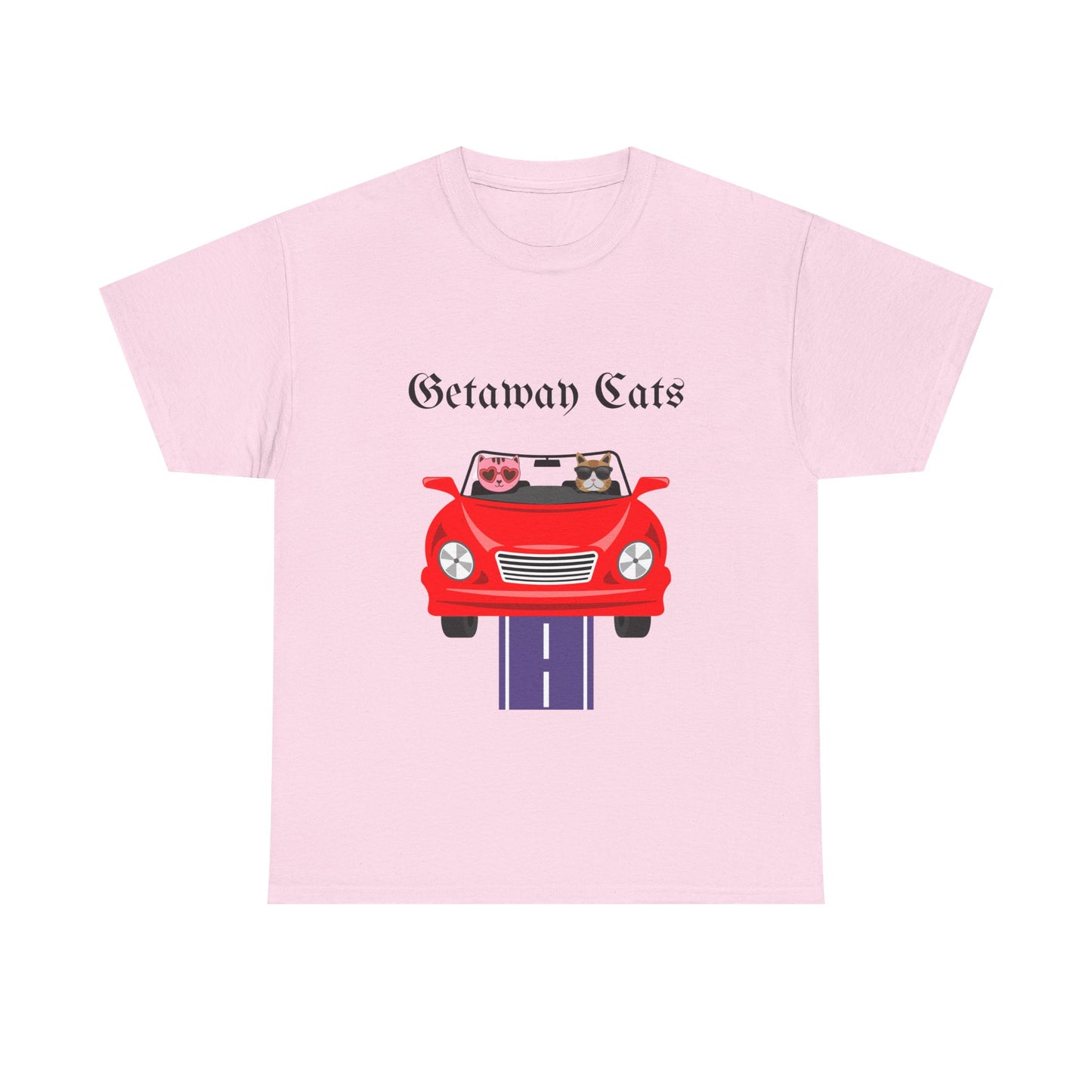 Getaway Cats T-Shirt – Convertible-Driving Feline Duo