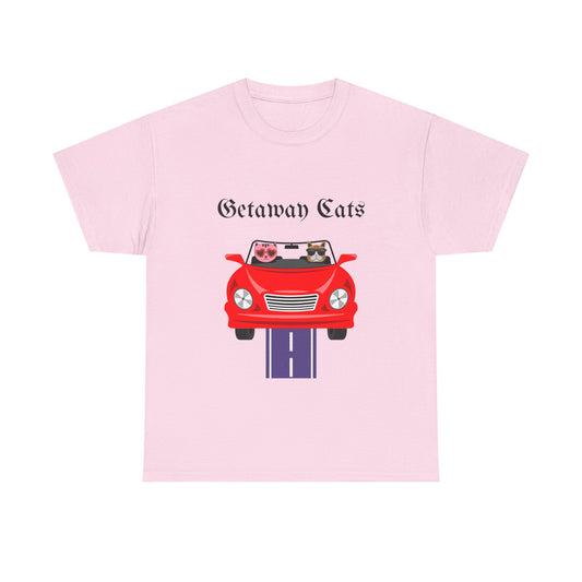 Getaway Cats T-Shirt – Convertible-Driving Feline Duo