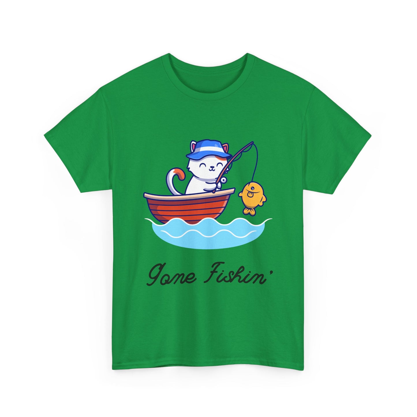 Gone Fishing Cat T-Shirt – Laid-Back Graphic Tee for Cat Lovers